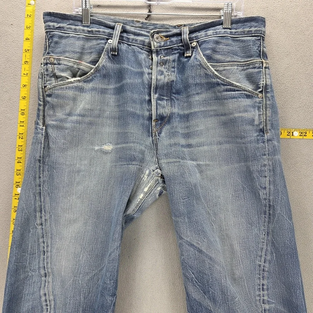 VTG Levis Engineered Jeans Mens Blue Buckle Back Twisted Button Fly Fits 33x30